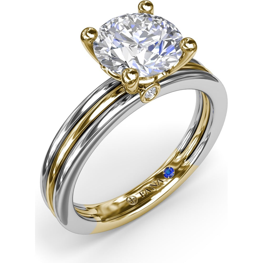 Triple-Row Split Shank Engagement Ring Setting with Round Diamond Accent and Hidden Sapphire by Fana - 0.02 Carat Total Diamond Weight