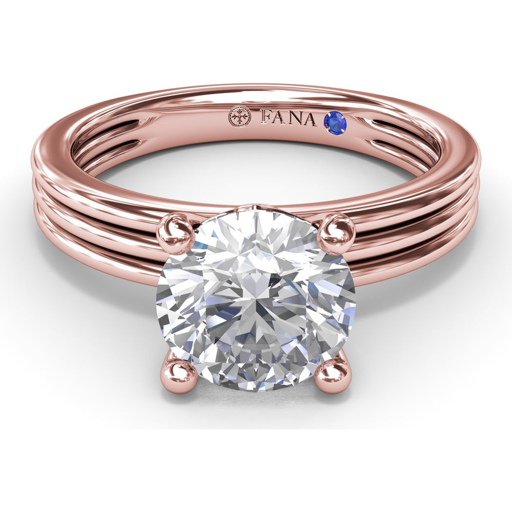 Triple-Row Split Shank Engagement Ring Setting with Round Diamond Accent and Hidden Sapphire by Fana - 0.02 Carat Total Diamond Weight