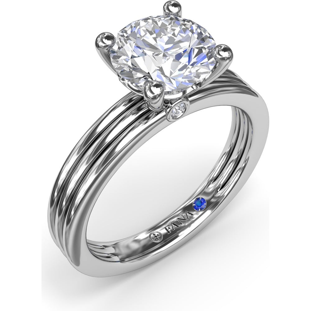 Triple-Row Split Shank Engagement Ring Setting with Round Diamond Accent and Hidden Sapphire by Fana - 0.02 Carat Total Diamond Weight
