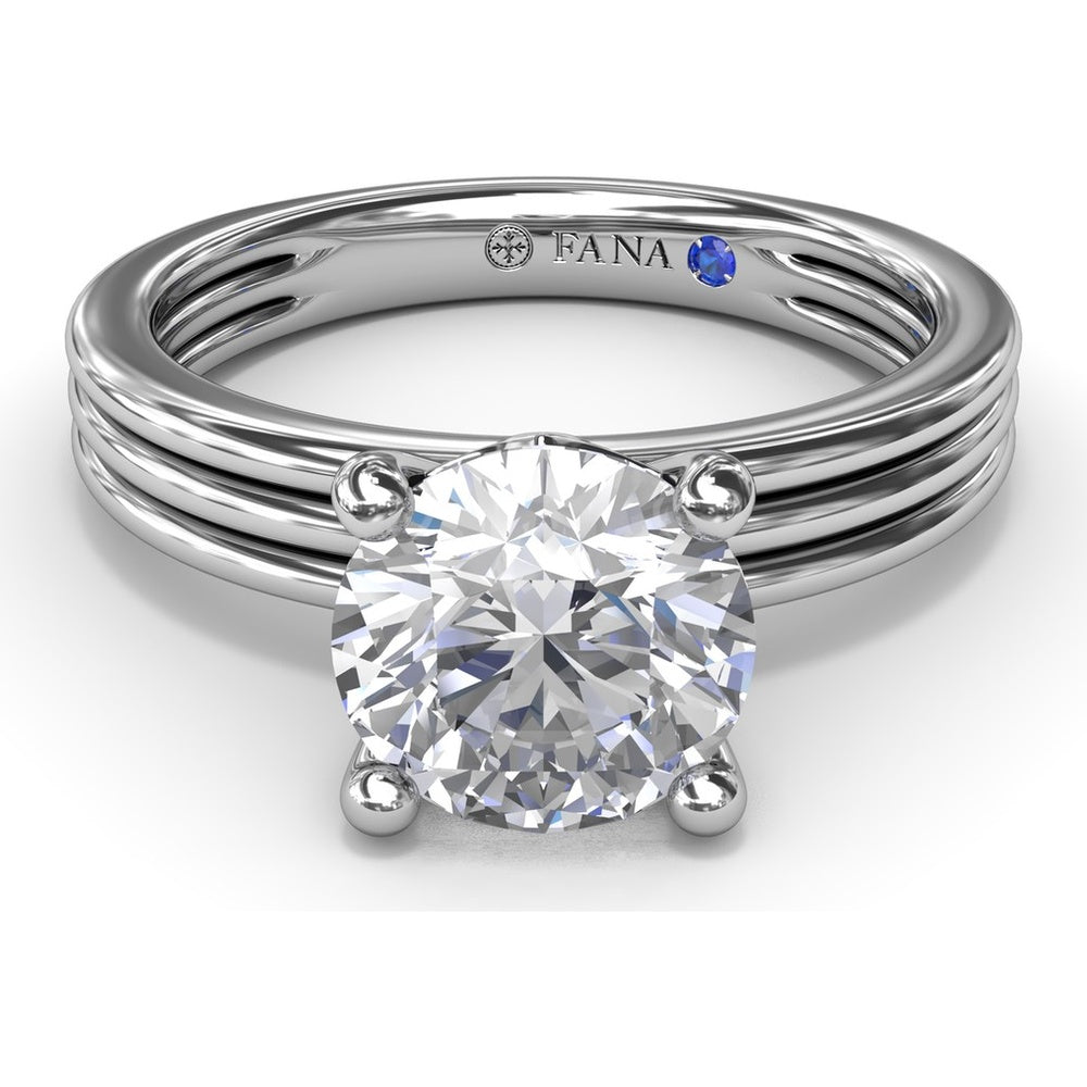Triple-Row Split Shank Engagement Ring Setting with Round Diamond Accent and Hidden Sapphire by Fana - 0.02 Carat Total Diamond Weight