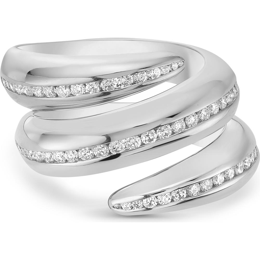Triple Wrap Chanel Set Diamond Twist Ring in 18K White Gold by Charles Krypell