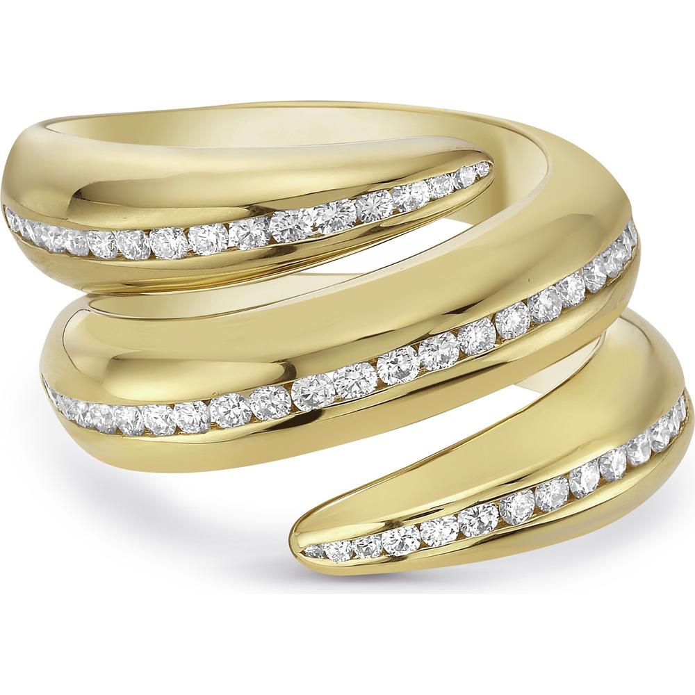 Triple Wrap Chanel Set Diamond Twist Ring in 18K Yellow Gold by Charles Krypell