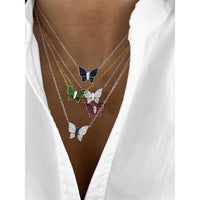 Tsavorite and Diamond Pavé Butterfly Necklace in 18K Yellow Gold by Charles Krypell