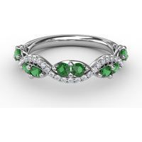Twist Band with Marquise Emeralds and Pavé Diamonds by Fana - 0.77 Carat Total Gemstone Weight
