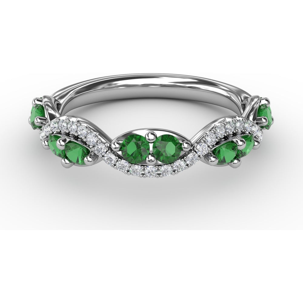 Twist Band with Marquise Emeralds and Pavé Diamonds by Fana - 0.77 Carat Total Gemstone Weight