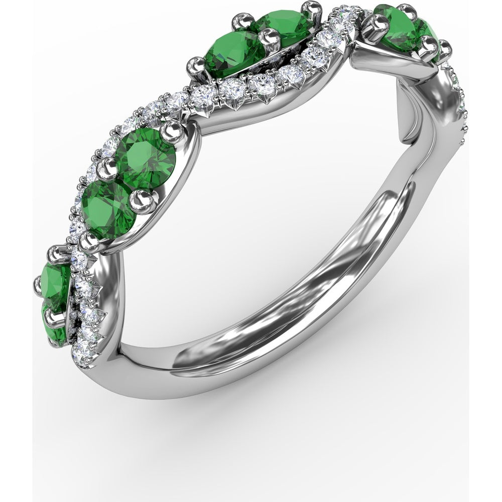 Twist Band with Marquise Emeralds and Pavé Diamonds by Fana - 0.77 Carat Total Gemstone Weight