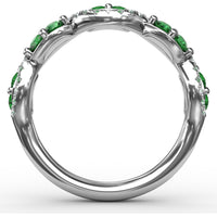 Twist Band with Marquise Emeralds and Pavé Diamonds by Fana - 0.77 Carat Total Gemstone Weight