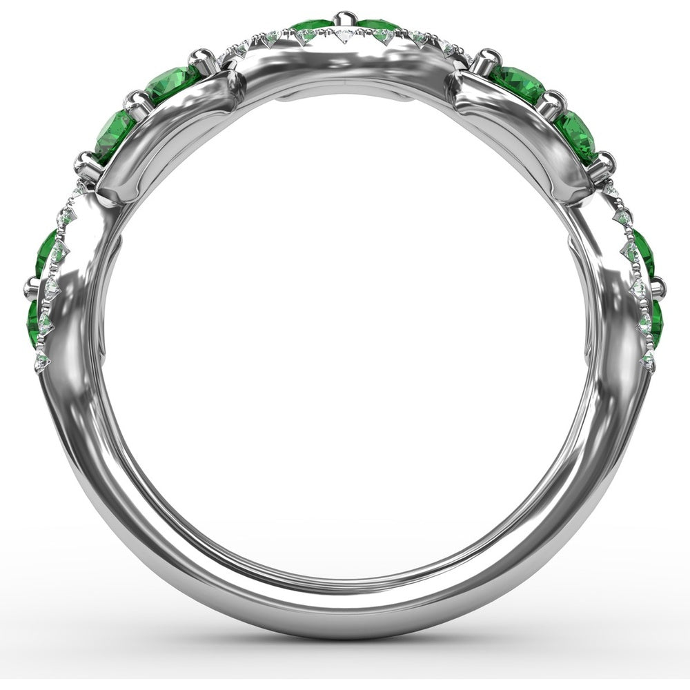 Twist Band with Marquise Emeralds and Pavé Diamonds by Fana - 0.77 Carat Total Gemstone Weight