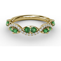 Twist Band with Marquise Emeralds and Pavé Diamonds by Fana - 0.77 Carat Total Gemstone Weight
