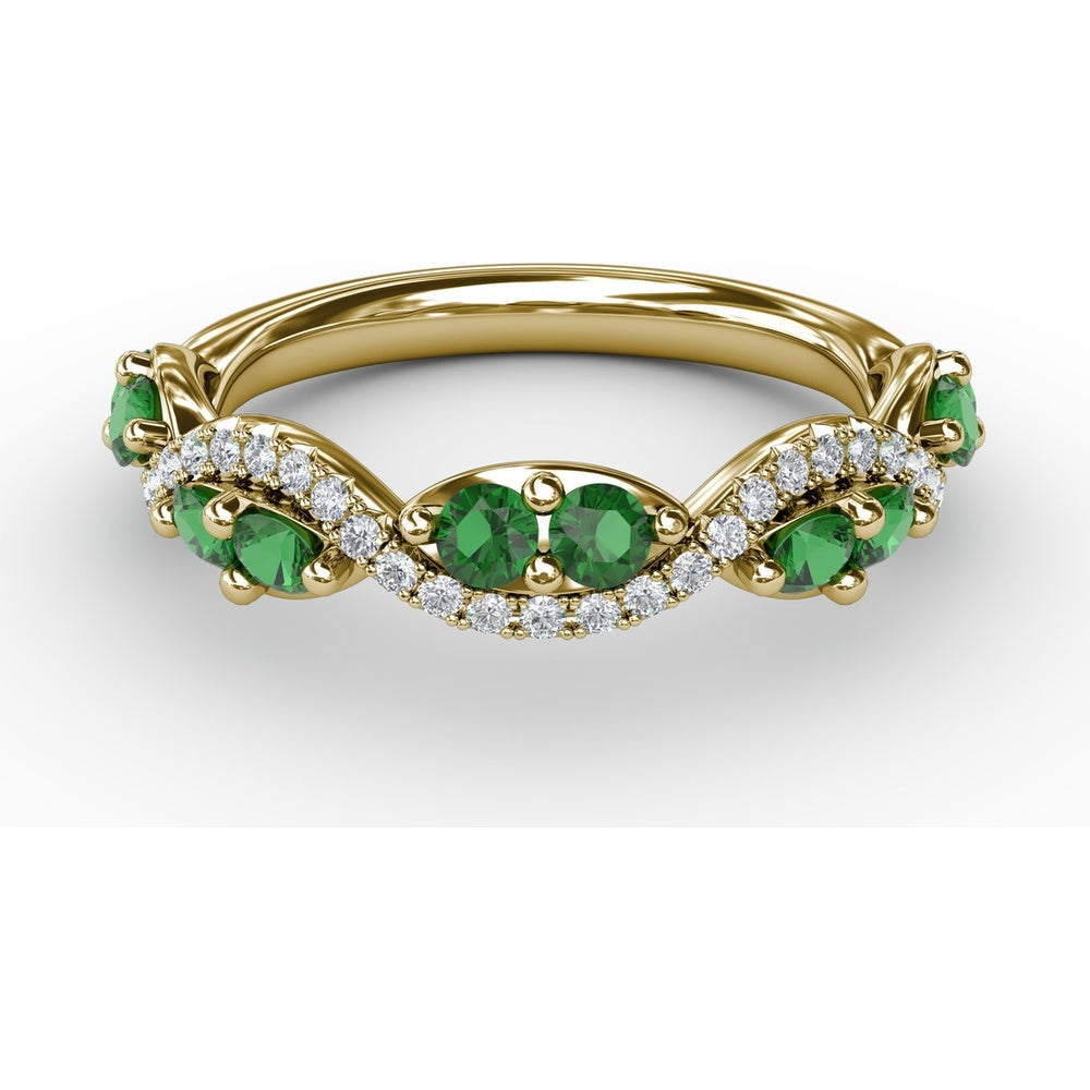 Twist Band with Marquise Emeralds and Pavé Diamonds by Fana - 0.77 Carat Total Gemstone Weight