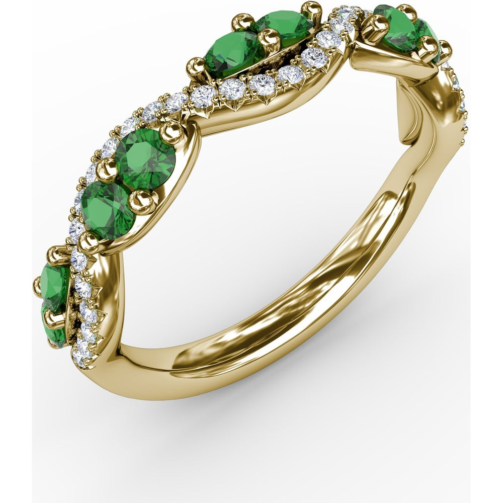 Twist Band with Marquise Emeralds and Pavé Diamonds by Fana - 0.77 Carat Total Gemstone Weight