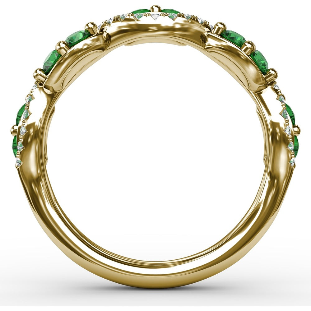 Twist Band with Marquise Emeralds and Pavé Diamonds by Fana - 0.77 Carat Total Gemstone Weight