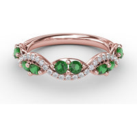 Twist Band with Marquise Emeralds and Pavé Diamonds by Fana - 0.77 Carat Total Gemstone Weight