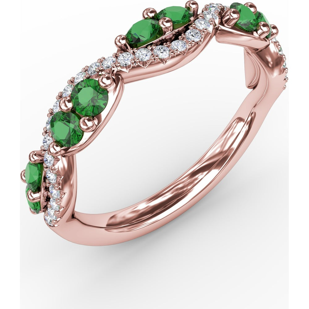 Twist Band with Marquise Emeralds and Pavé Diamonds by Fana - 0.77 Carat Total Gemstone Weight
