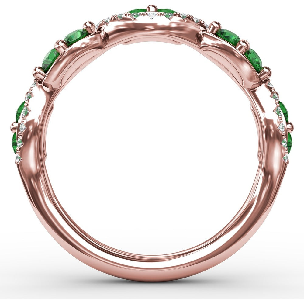 Twist Band with Marquise Emeralds and Pavé Diamonds by Fana - 0.77 Carat Total Gemstone Weight