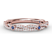 Twist Band with Pavé Set Round Diamonds and Bezel Set Sapphire Stations by Fana - 0.27 Carat Total Diamond Weight