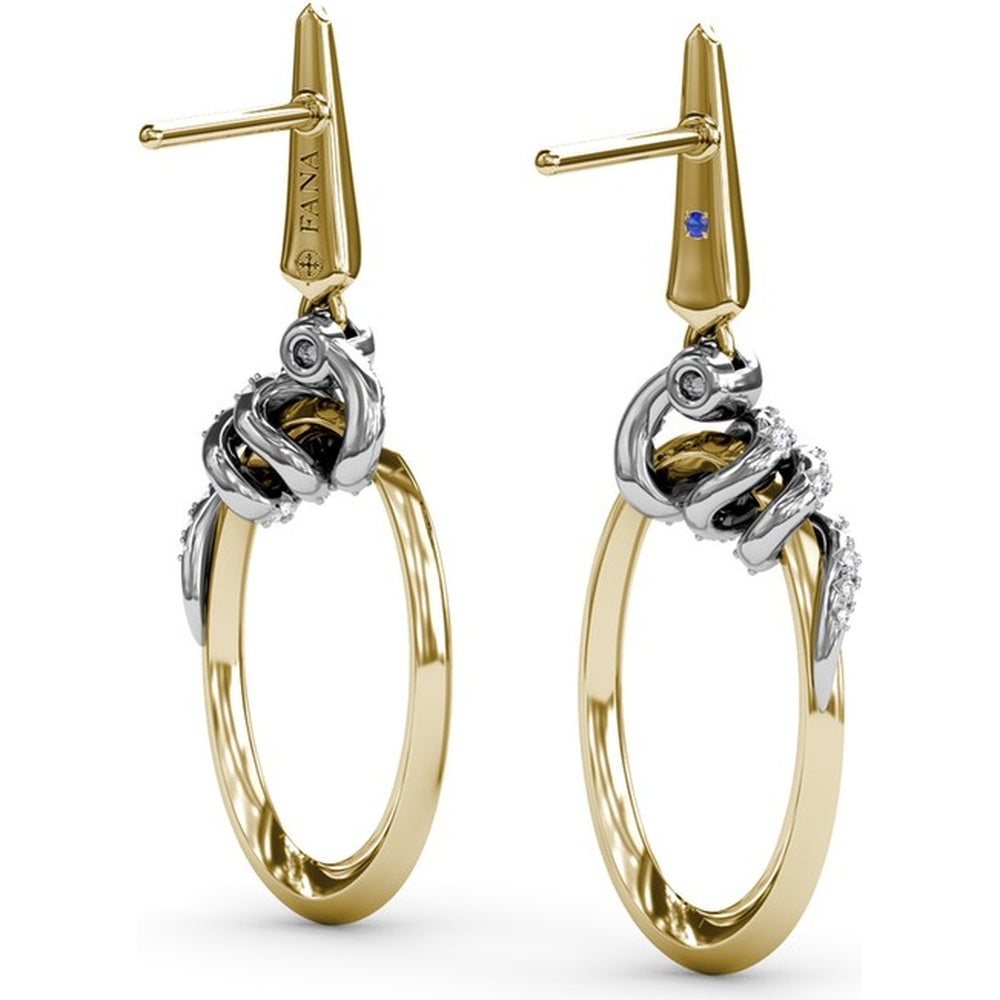 Twist Drop Earrings with Pavé-Set Round Diamonds by Fana - 0.38 Carat Total Diamond Weight