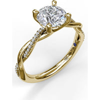 Twist Engagement Ring Setting with Pavé Diamond Split Shank by Fana - 0.10 Carat Total Diamond Weight