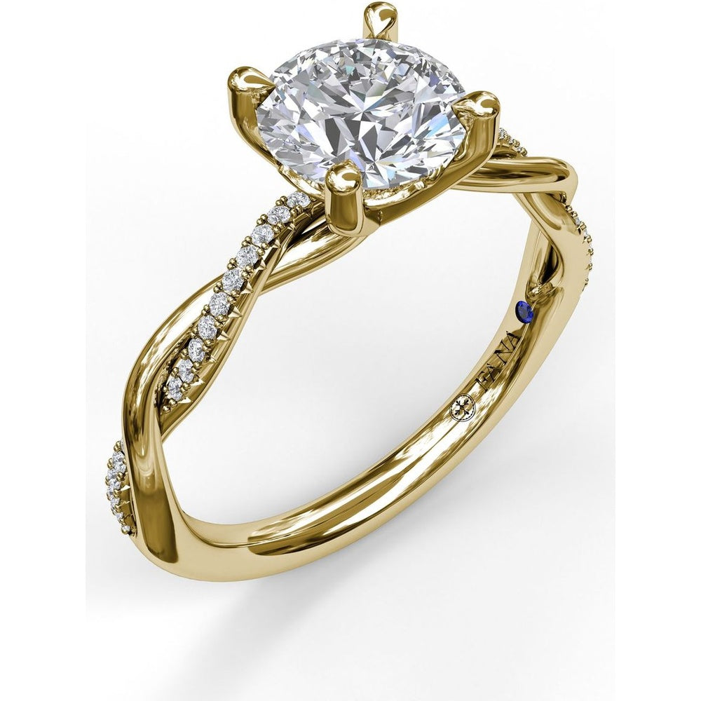 Twist Engagement Ring Setting with Pavé Diamond Split Shank by Fana - 0.10 Carat Total Diamond Weight