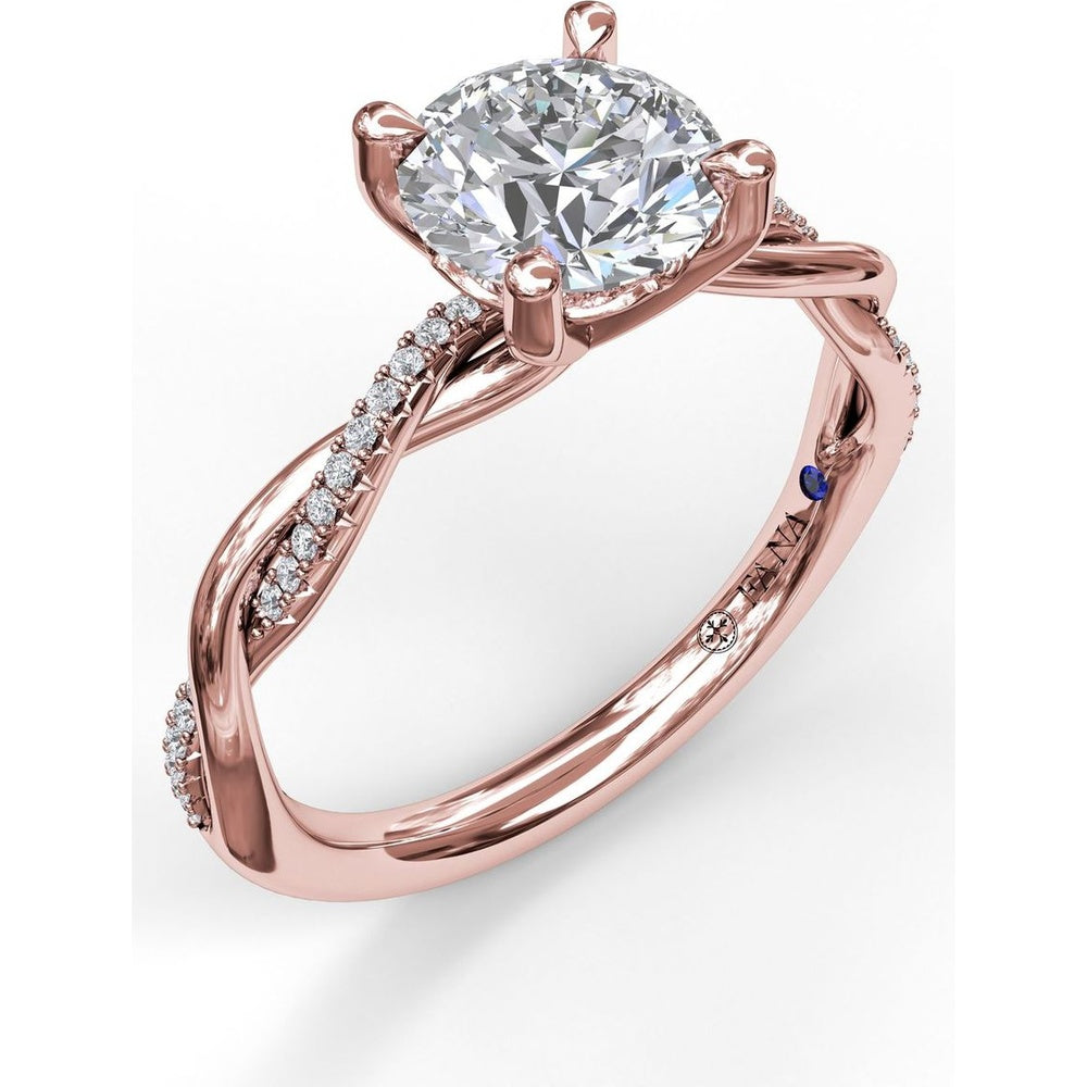 Twist Engagement Ring Setting with Pavé Diamond Split Shank by Fana - 0.10 Carat Total Diamond Weight