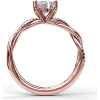 Twist Engagement Ring Setting with Pavé Diamond Split Shank by Fana - 0.10 Carat Total Diamond Weight