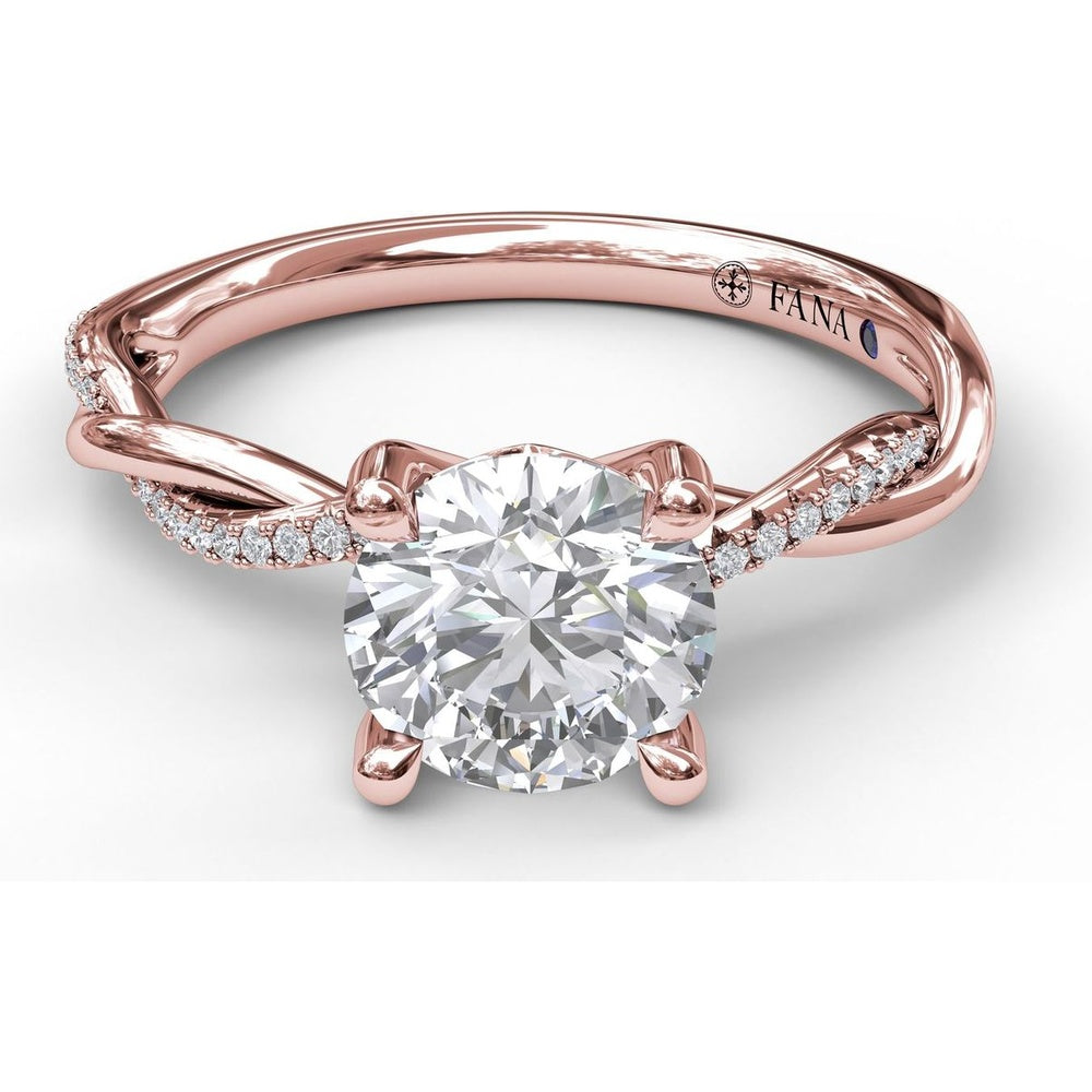 Twist Engagement Ring Setting with Pavé Diamond Split Shank by Fana - 0.10 Carat Total Diamond Weight