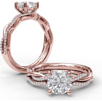 Twist Engagement Ring Setting with Pavé Diamond Split Shank by Fana - 0.10 Carat Total Diamond Weight