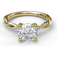 Twist Engagement Ring Setting with Pavé Diamond Split Shank by Fana - 0.10 Carat Total Diamond Weight