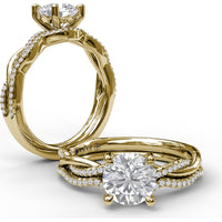 Twist Engagement Ring Setting with Pavé Diamond Split Shank by Fana - 0.10 Carat Total Diamond Weight