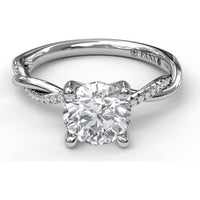 Twist Engagement Ring Setting with Pavé Diamond Split Shank by Fana - 0.10 Carat Total Diamond Weight