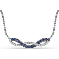 Twist Pendant Necklace with Round Sapphires and Pavé Diamonds by Fana - 0.58 Carat Total Gemstone Weight