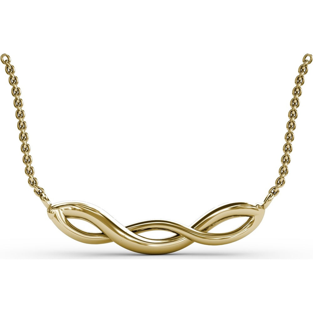 Twist Pendant Necklace with Round Sapphires and Pavé Diamonds by Fana - 0.58 Carat Total Gemstone Weight