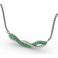Twist Pendant with Pavé Diamonds and Round Emeralds by Fana - 0.55 Carat Total Gemstone Weight