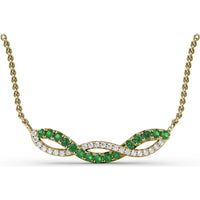 Twist Pendant with Pavé Diamonds and Round Emeralds by Fana - 0.55 Carat Total Gemstone Weight