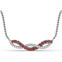 Twist Pendant with Round Rubies and Pavé Diamonds by Fana - 0.58 Carat Total Gemstone Weight