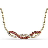 Twist Pendant with Round Rubies and Pavé Diamonds by Fana - 0.58 Carat Total Gemstone Weight