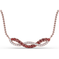 Twist Pendant with Round Rubies and Pavé Diamonds by Fana - 0.58 Carat Total Gemstone Weight