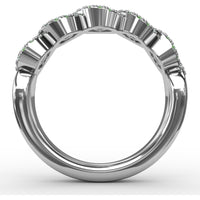 Twist Ring with Pear-Shaped Emeralds and Diamond Halos by Fana - 0.80 Carat Total Gemstone Weight