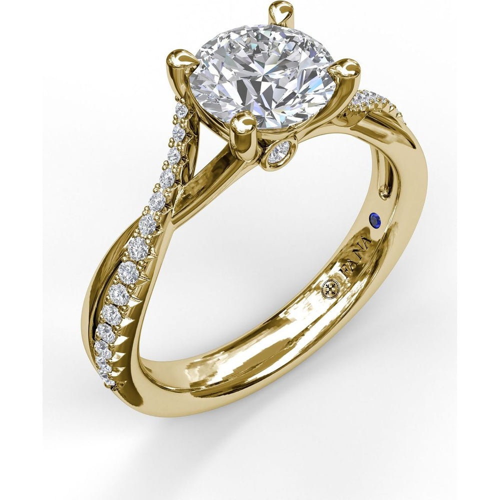 Twist Split Shank Engagement Ring Setting with Pavé Round Diamond Accents by Fana - 0.19 Carat Total Diamond Weight