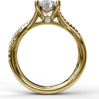 Twist Split Shank Engagement Ring Setting with Pavé Round Diamond Accents by Fana - 0.19 Carat Total Diamond Weight
