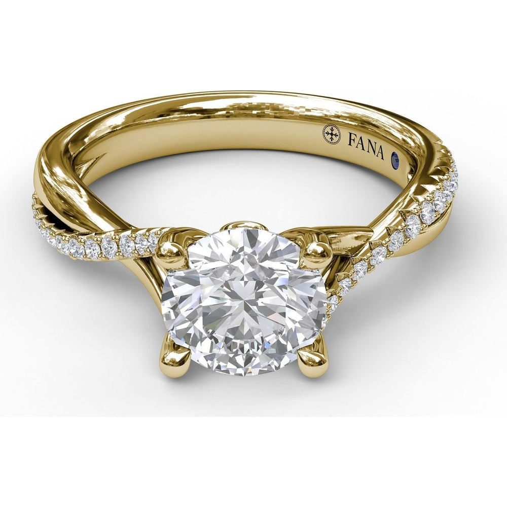 Twist Split Shank Engagement Ring Setting with Pavé Round Diamond Accents by Fana - 0.19 Carat Total Diamond Weight
