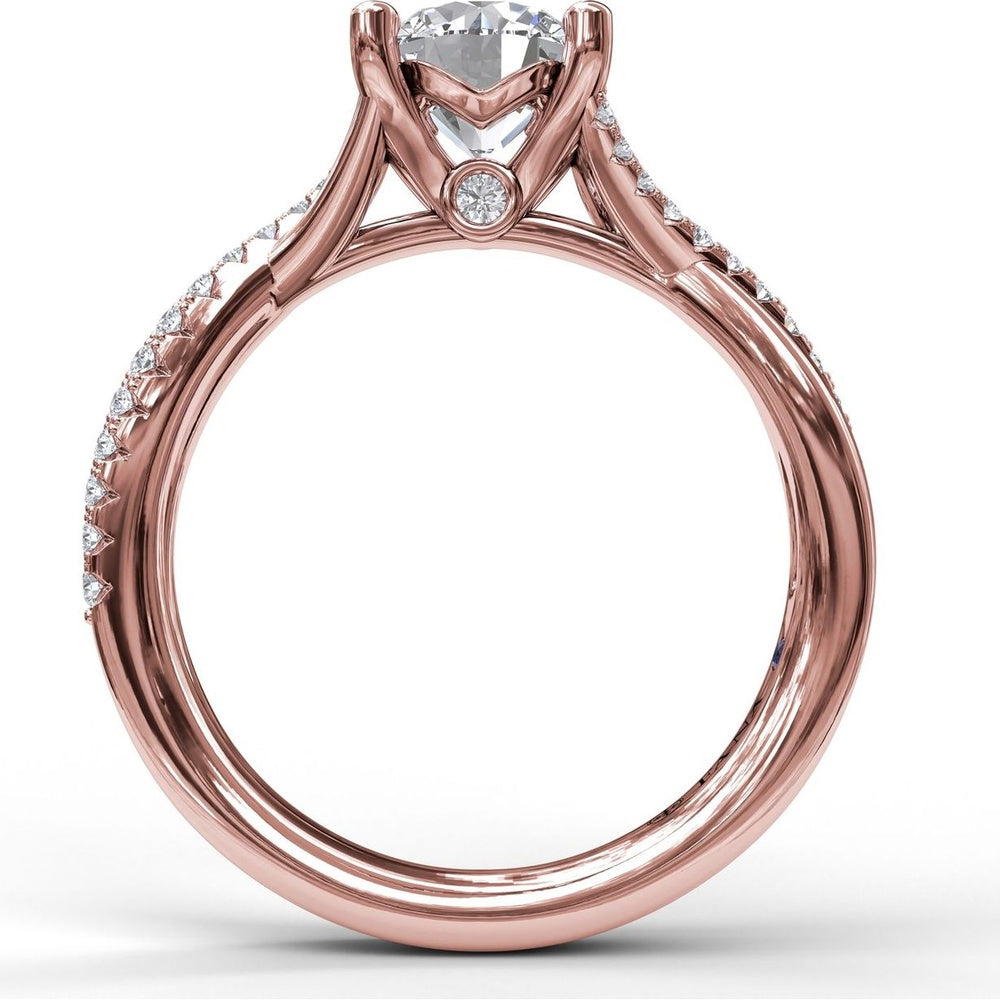 Twist Split Shank Engagement Ring Setting with Pavé Round Diamond Accents by Fana - 0.19 Carat Total Diamond Weight