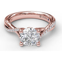 Twist Split Shank Engagement Ring Setting with Pavé Round Diamond Accents by Fana - 0.19 Carat Total Diamond Weight