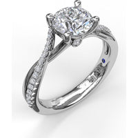 Twist Split Shank Engagement Ring Setting with Pavé Round Diamond Accents by Fana - 0.19 Carat Total Diamond Weight