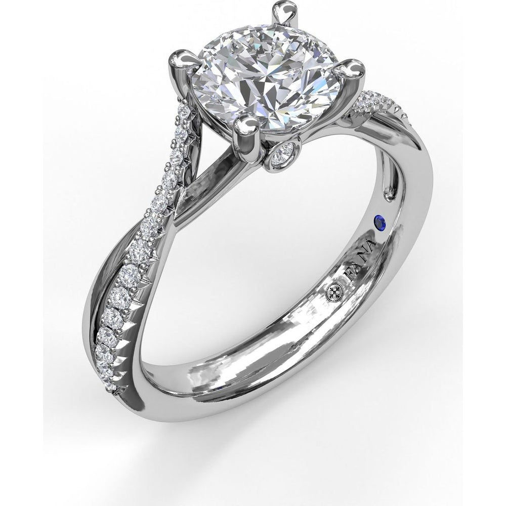Twist Split Shank Engagement Ring Setting with Pavé Round Diamond Accents by Fana - 0.19 Carat Total Diamond Weight