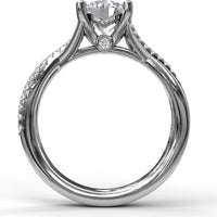Twist Split Shank Engagement Ring Setting with Pavé Round Diamond Accents by Fana - 0.19 Carat Total Diamond Weight