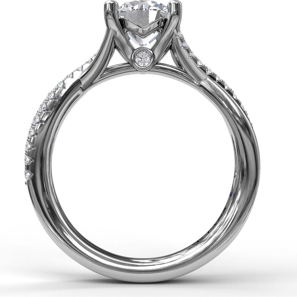 Twist Split Shank Engagement Ring Setting with Pavé Round Diamond Accents by Fana - 0.19 Carat Total Diamond Weight