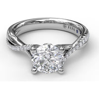 Twist Split Shank Engagement Ring Setting with Pavé Round Diamond Accents by Fana - 0.19 Carat Total Diamond Weight