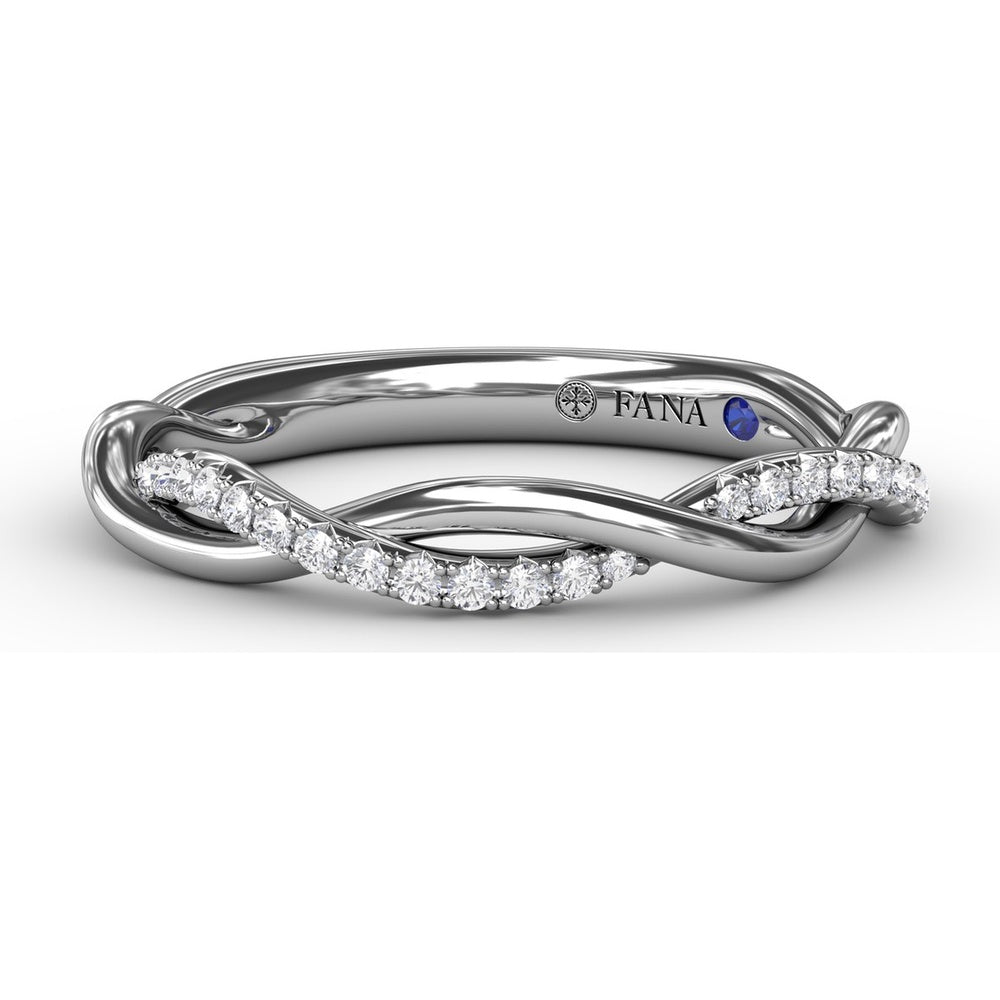 Twist Wedding Band with Pavé-Set Round Diamonds by Fana - 0.14 Carat Total Diamond Weight