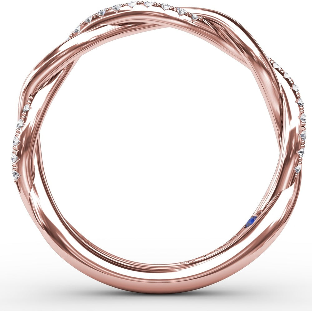 Twist Wedding Band with Pavé-Set Round Diamonds by Fana - 0.14 Carat Total Diamond Weight